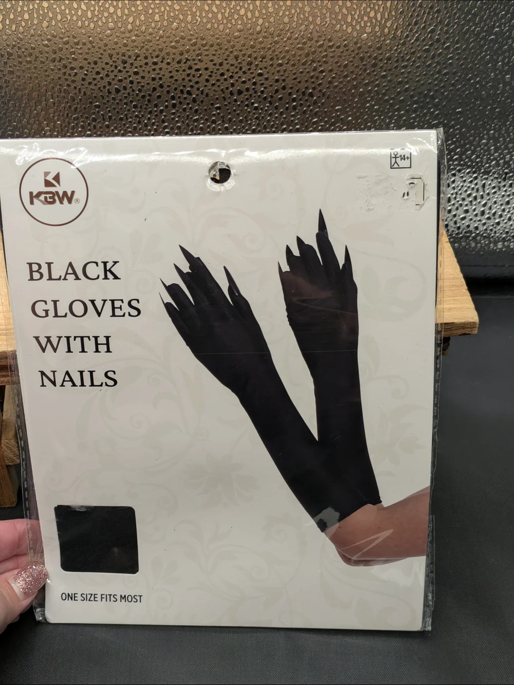 KBW Black Long Gloves with Nails Halloween Costumes